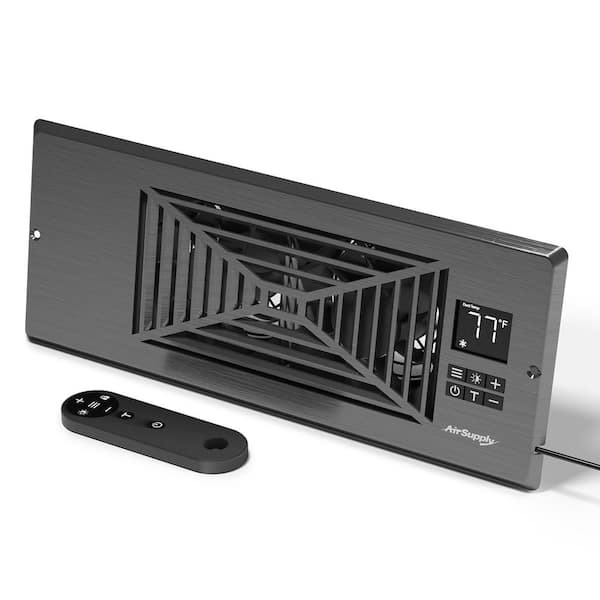 TURBRO Register Booster Fan, Fits 4 in. x 12 in. Register Holes, Enhances HVAC Airflow, 4-Way Vent Grille, 10-Speed Fan, Grey