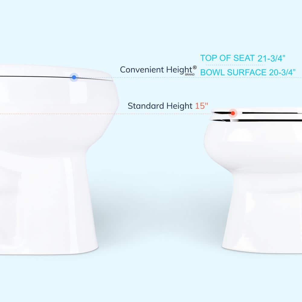 Extra Tall White Dual Flush Elongated Toilet with Chrome Handle