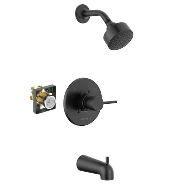 Delta Modern Single Handle 1-Spray Tub and Shower Faucet 1.75 GPM in Matte Black Valve Included