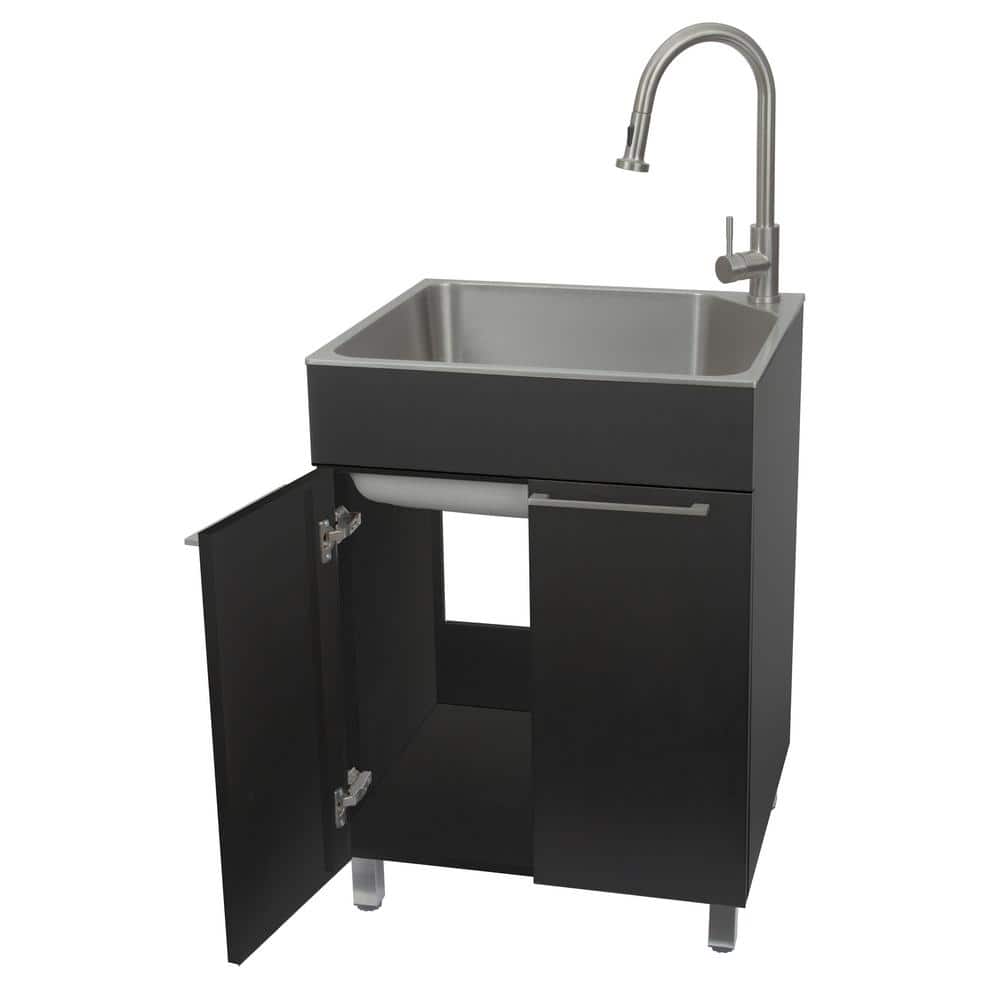 Black Stainless Steel Freestanding Laundry Sink with Faucet