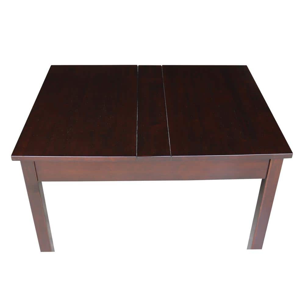 Children's Dark Stained Rubberwood Lift-Top Storage Table