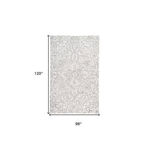 8 X 10 Gray and Ivory Floral Area Rug