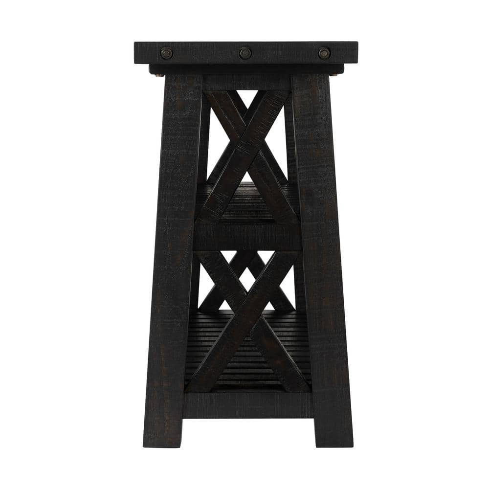 Bolton 55" Black Stain Wood and Metal Console Table with Storage