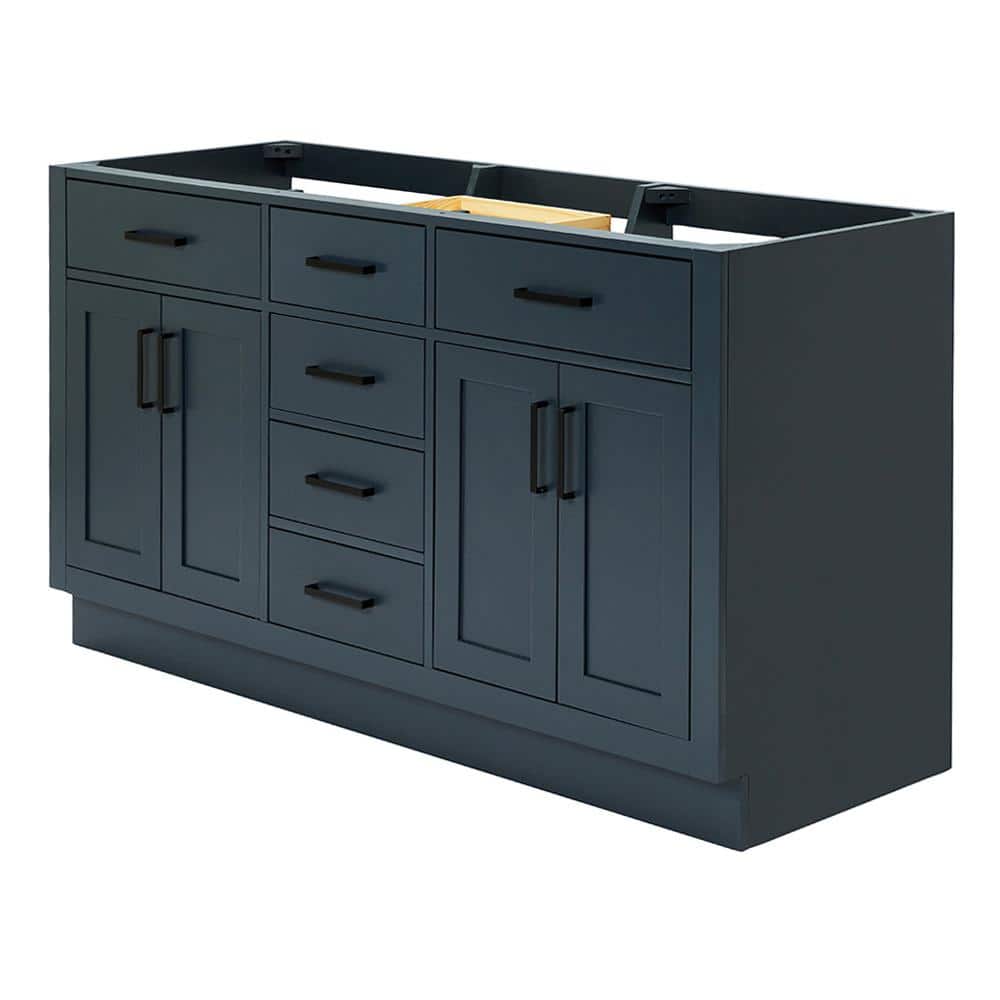 Midnight Blue 60'' Double Freestanding Hardwood Vanity Base