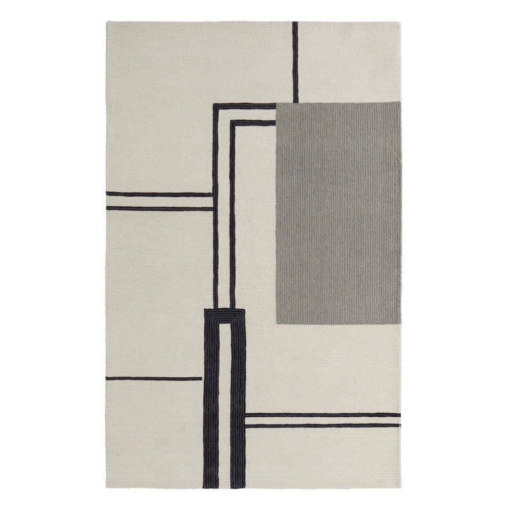 Hand-Tufted Black and Gray Wool Rectangular Area Rug