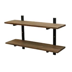 Pomona 10" D x 36" W x 22" H Natural Metal and Solid Wood Wall Shelf