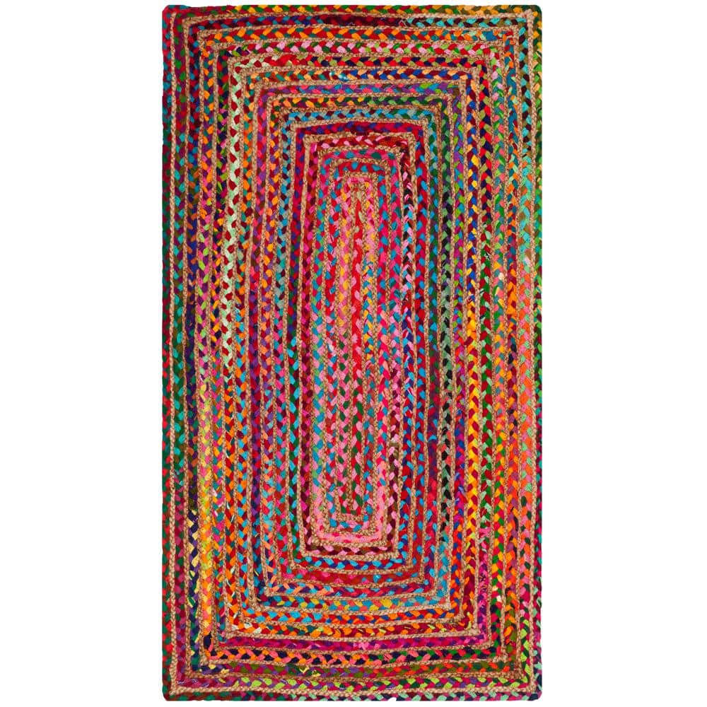 Boho-Chic Cape Cod Hand-Knotted Red and Multicolor Wool-Cotton Rug 2'3" X 4'