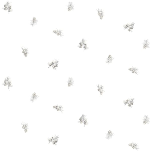 Chesapeake Pinecone Toss Light Grey Conifer Light Grey Wallpaper Sample