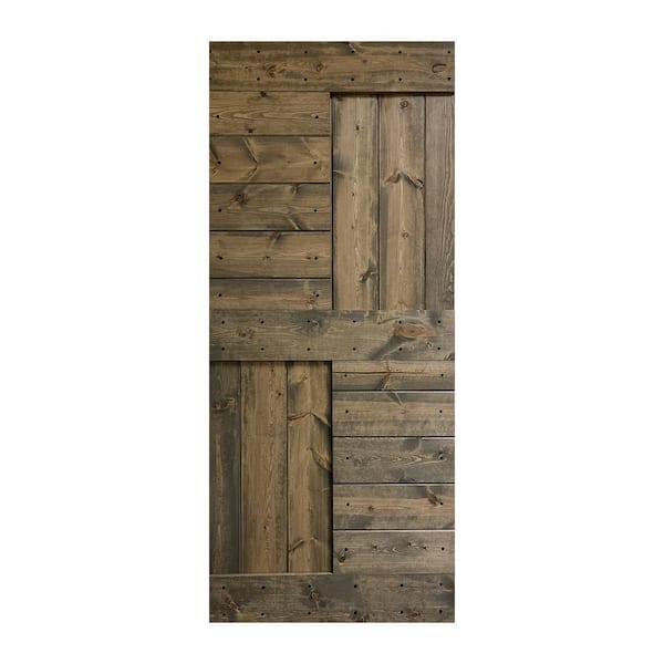 COAST SEQUOIA INC S Series 36 in. x 84 in. Aged Barrel Knotty Pine Wood Barn Door Slab