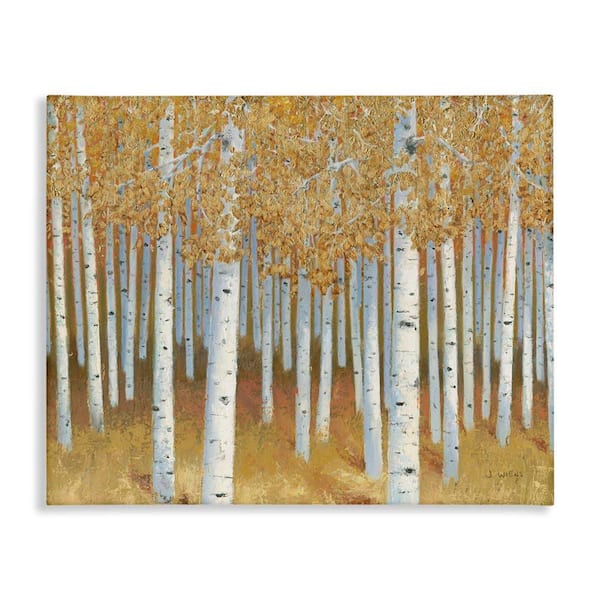 Stupell Industries Autumn Leaves Birch Tree Landscape Rustic Forest by James Wiens Unframed Graphic Nature Art Print 20 in. x 16 in.