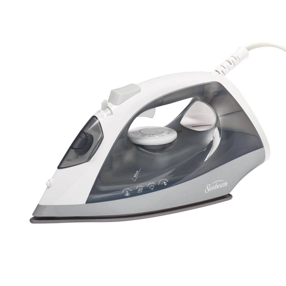 Sunbeam Classic Steam Iron, 1200 Watts, Non-Stick Soleplate, Shot of Steam, Auto Shut-Off, Anti-Drip, White/Grey