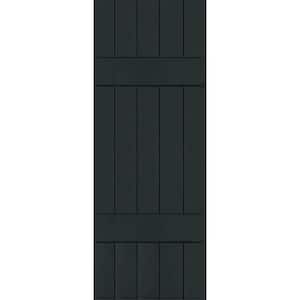 18 in. x 27 in. Exterior Real Wood Sapele Mahogany Board and Batten Shutters Pair Dark Green