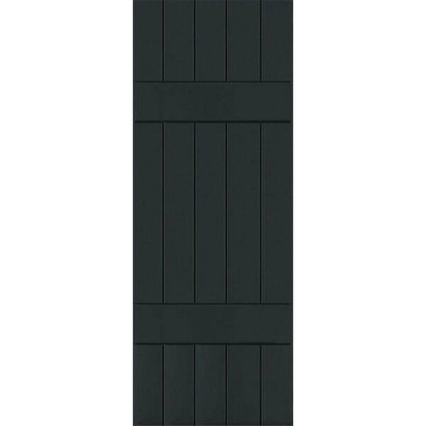 Ekena Millwork 18 in. x 61 in. Exterior Real Wood Pine Board and Batten Shutters Pair Dark Green