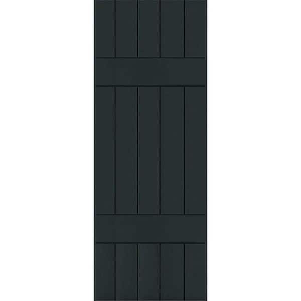 18 in. x 78 in. Exterior Real Wood Pine Board and Batten Shutters Pair Dark Green