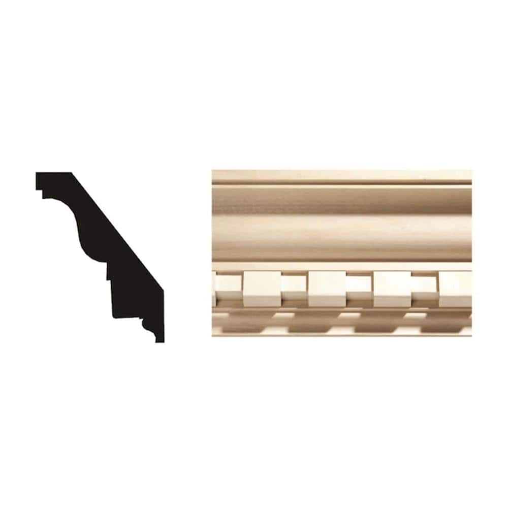4-Foot Unfinished White Hardwood Dentil Crown Moulding