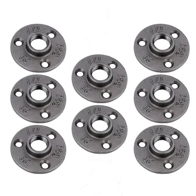 PIPE DECOR 1/2 in. Black Iron Mini Black Iron Flange Jar of 8 366 FM-JR-12-8