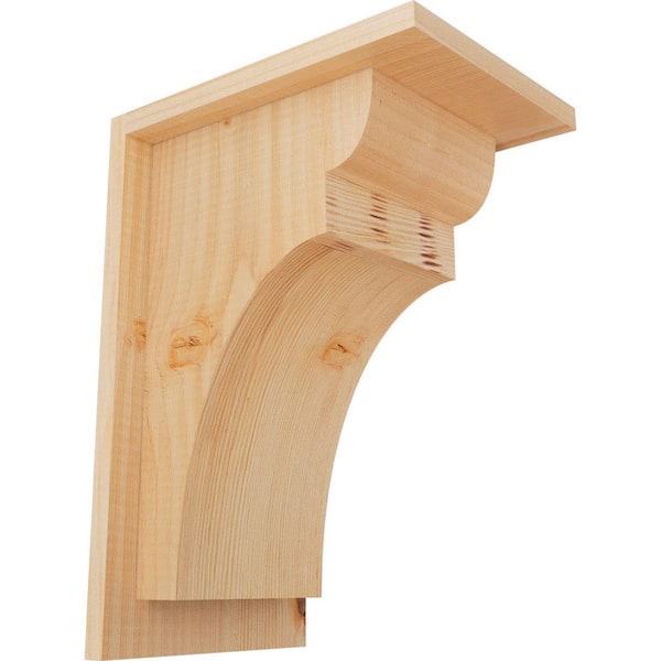 Ekena Millwork 7-1/2 in. x 10 in. x 14 in. Douglas Fir Yorktown Smooth Corbel with Backplate