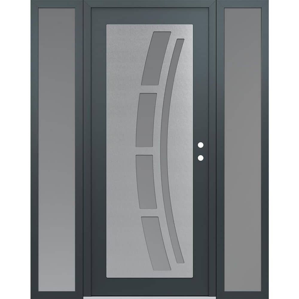 C12 60 in. x 80 in. Silver P Left-Hand/Inswing Frosted Glass Anth/Anth 2 Sidelite Steel Prehung Front Door price history on PriceWatchPro