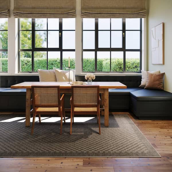 Nate Berkus x Rugs Watts Modern Checkered Washable Charcoal 3 ft. x 8 ft. Indoor Runner Rug