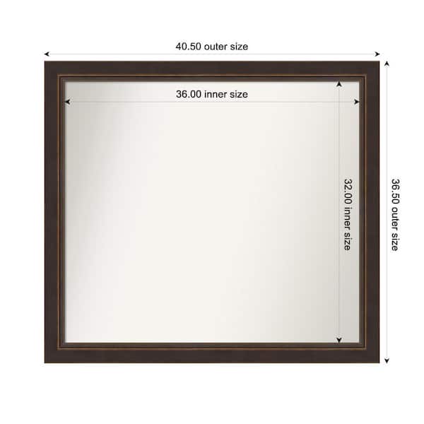 Amanti Art Lara Bronze 40.5 in. W x 36.5 in. H Custom Non-Beveled Wood Framed Bathroom Vanity Wall Mirror
