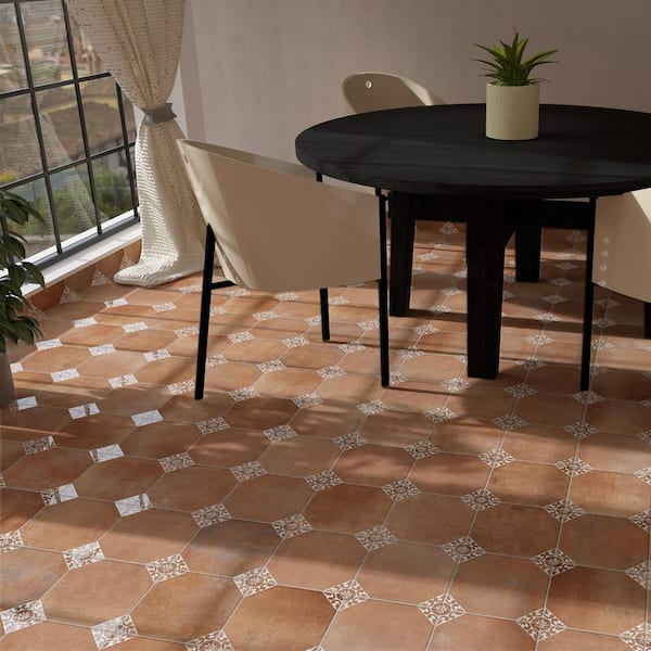 Degas Cotto with White Deco 9 in. x 9 in. Porcelain Floor and Wall Tile (11.2 sq. ft. /Case)
