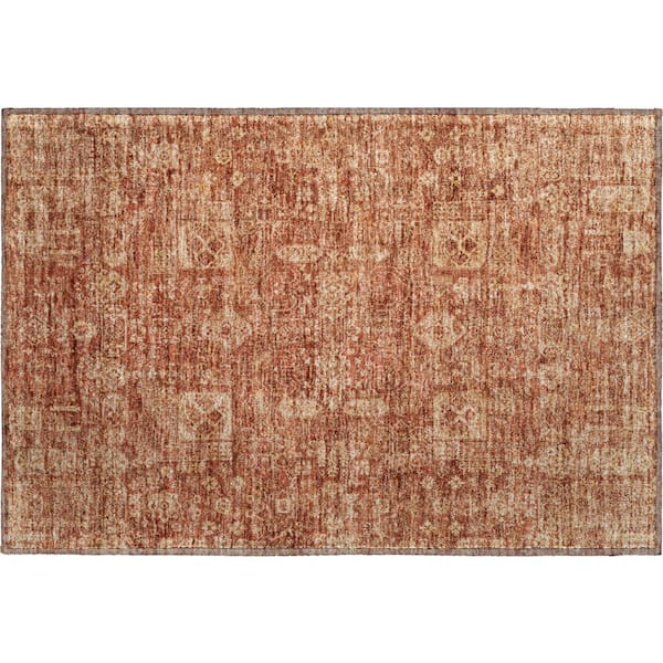 Mayfield Premium Machine Washable Indoor/Outdoor Geometric AMF637 Paprika 1 ft. 8 in. x 2 ft. 6 in. Area Rug