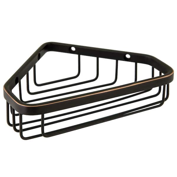 Design House 6 in. Modern Wall Mounted Oil Rubbed Bronze Finish Stainless Steel Corner Shower Basket