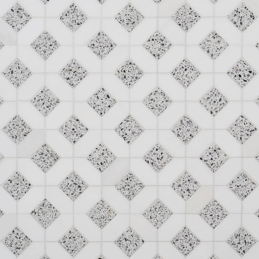 Truffle White 12x12 Marble and Terrazzo Mosaic Tile