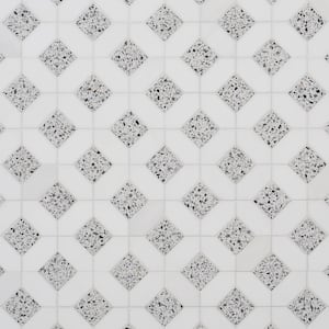 Lupa Diamond Truffle White 12 in. x 12 in. Polished Marble and Terrazzo Mosaic Floor and Wall Tile (1 Sq. Ft./Each)