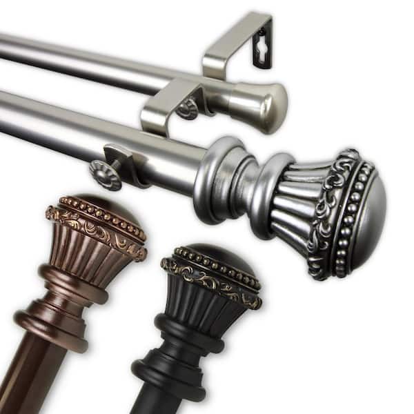 Rod Desyne Royal 1 in. Double Curtain Rod 120 in. to 170 in. in Black
