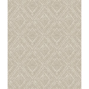 Metallic Fabric Diamonds Wallpaper Taupe Paper Strippable Roll (Covers 57 sq. ft.)