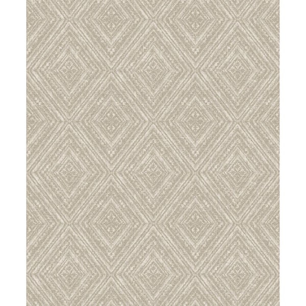 Walls Republic Metallic Fabric Diamonds Wallpaper Taupe Paper Strippable Roll (Covers 57 sq. ft.)
