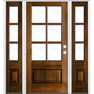 36 in. x 80 in. Left Hand 3/4 6-Lite with Beveled Glass Provincial Stain Douglas Fir Prehung Front Door Double Sidelite