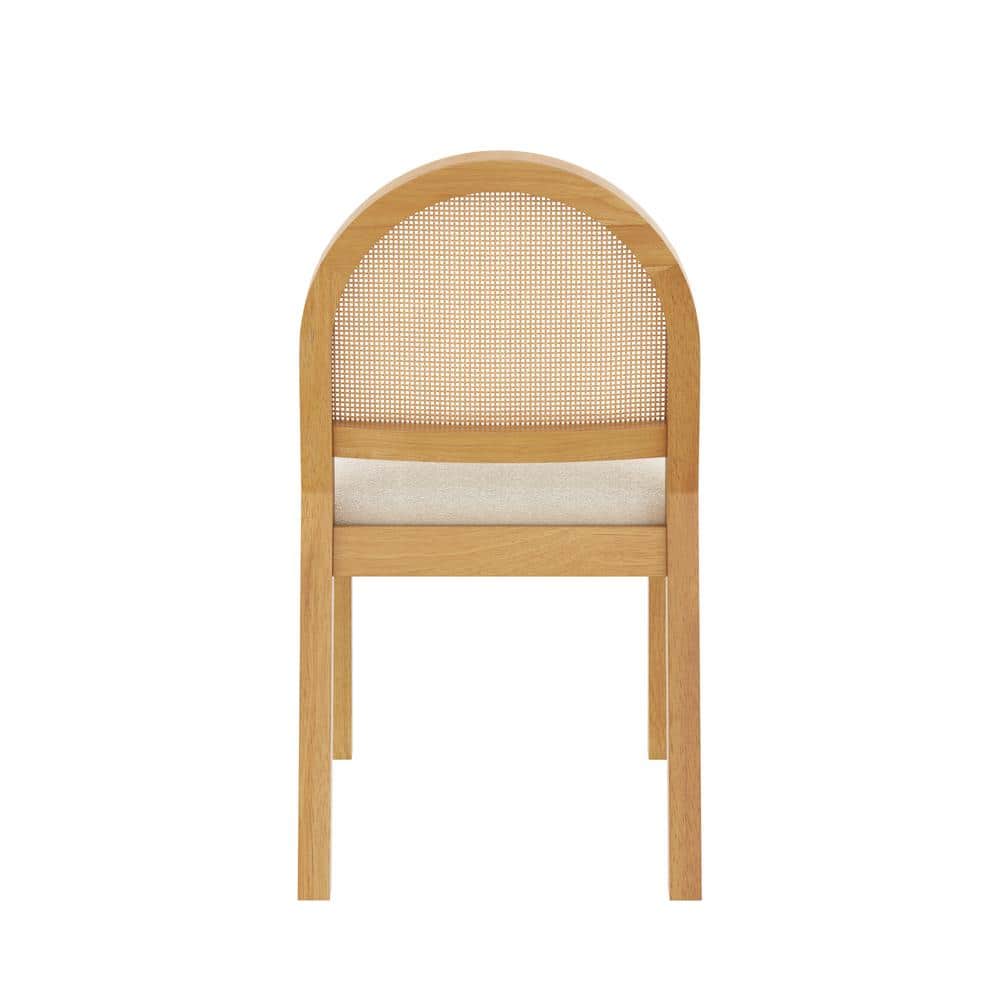 Cream Boucle and Warm Pine High Back Side Chair
