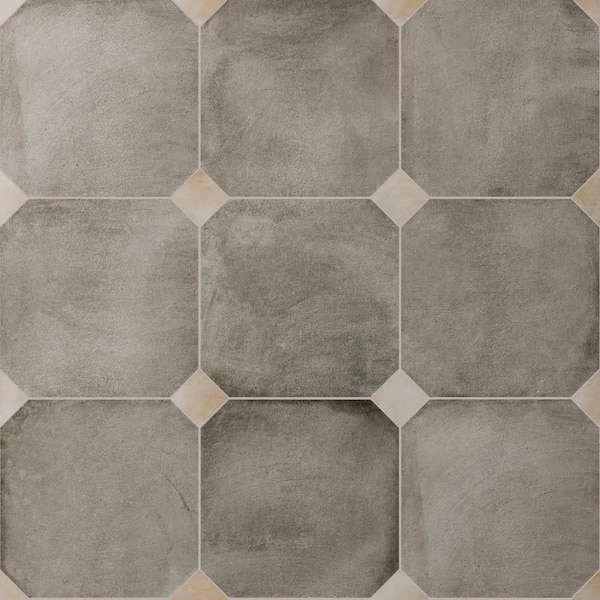 Laverton Octagon Grafito with Taco Arena 8 in. x 8 in. Porcelain Floor and Wall Tile (11.25 sq. ft. /Case)