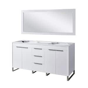 Luca 70 in. W x 25 in. D x 36 in. H Bath Vanity Cabinet without Top in White with Mirror