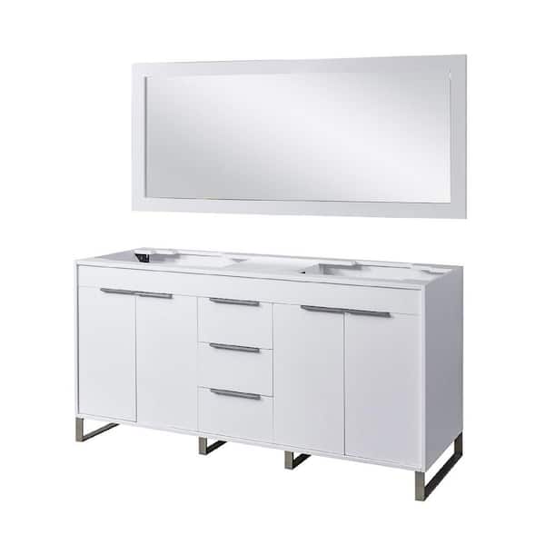 Direct vanity sink Luca 70 in. W x 25 in. D x 36 in. H Bath Vanity Cabinet without Top in White with Mirror