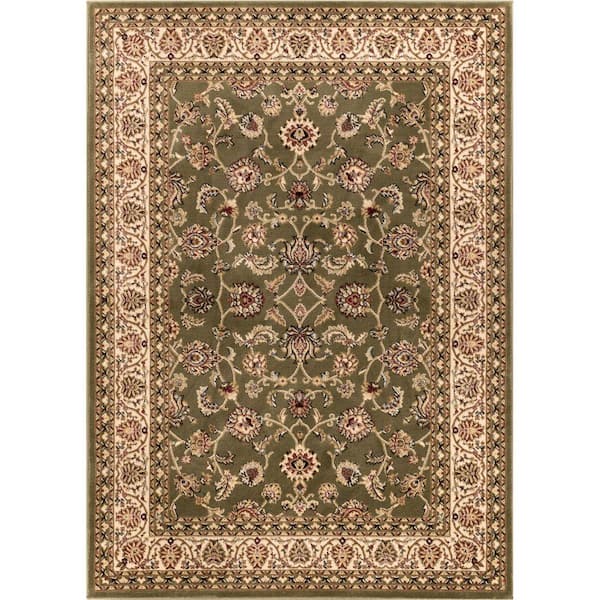 Well Woven Barclay Sarouk Green 2 ft. x 4 ft. Traditional Floral Area Rug