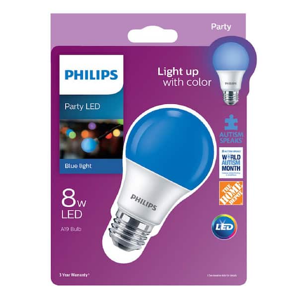 Philips LED blue 8 watt Autism Speaks light bulb 
