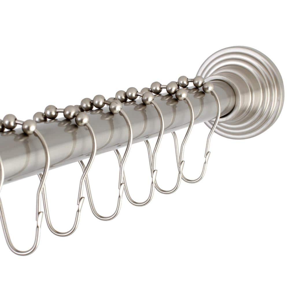 Details about  / Maytex Smart Dual Mount Shower Curtain Rod Curved Tension Rod Brushed Nickel
