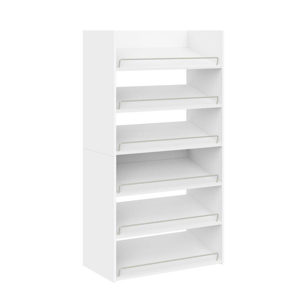 Impressions 24.09 in. W White 6-Shelf Shoe Storage Tower Wood Closet System