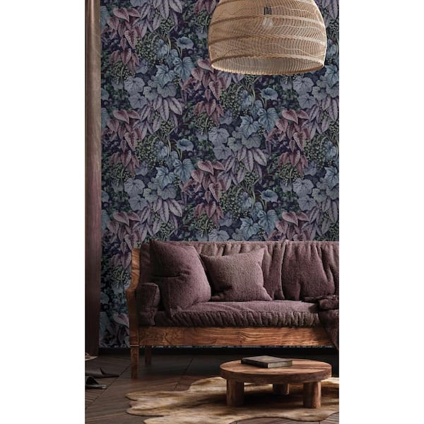 Plum Bold Living Walls Botanical Shelf Liner Non-Woven Wallpaper Non-Pasted (57 sq. ft.) Double Roll