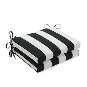 Striped 18.5 x 16 Outdoor Dining Chair Cushion in Black/White (Set of 2)