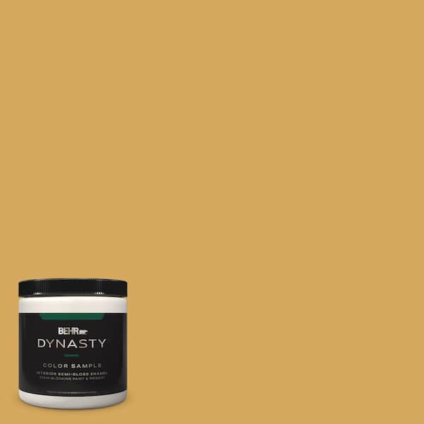 BEHR DYNASTY 8 oz. #340D-5 Galley Gold Semi-Gloss Enamel Stain-Blocking Interior/Exterior Paint and Primer Sample