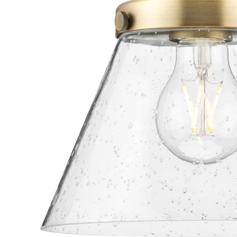 Hinton Vintage Brass Pendant Light with Seeded Glass Shade