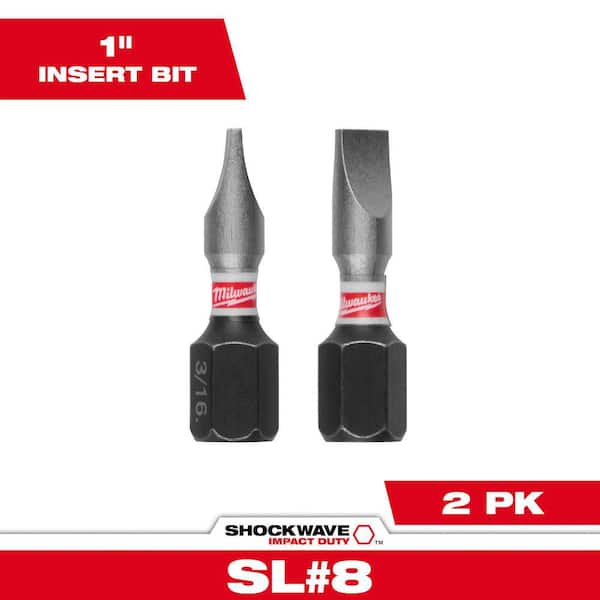 SHOCKWAVE Impact Duty 1 in. x 3/16 in. SL #8 Slotted Alloy Steel Insert Bit (2-Pack)
