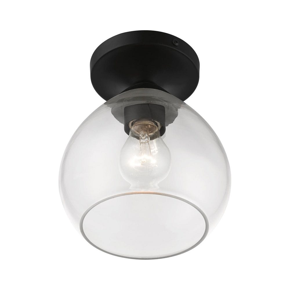 Catania Black and Clear Glass Semi-Flush Mount Light