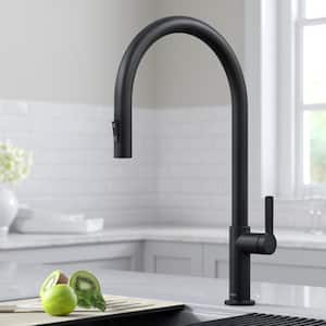 Oletto High-Arc Single-Handle Pull-Down Sprayer Kitchen Faucet in Matte Black