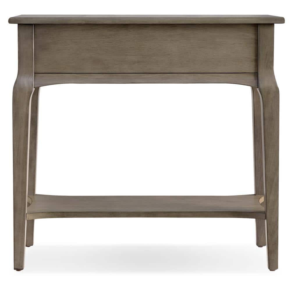 Gray Solid Wood Hall Console Table with Drawer and Shelf