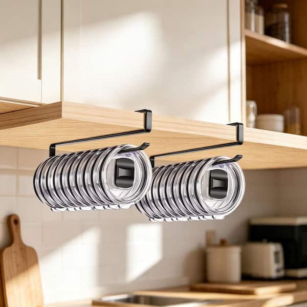 Tumbler Lid Drawer Organizer with Space-Saving, Holds up to 24 Lids for Corner Cabinets and Kitchen Storage (2-Pack)